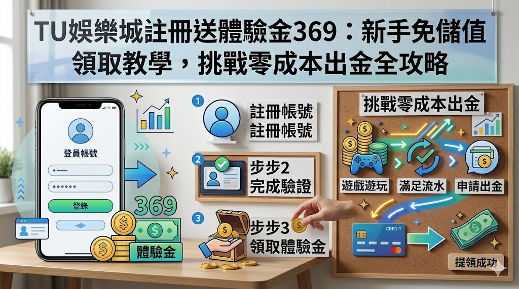 TU 娛樂城近期推出註冊即送 369 體驗金的優惠活動，吸引大量新手玩家關注，旨在打造零成本博弈的入金體驗。本攻略將詳盡教學如何完成免儲值領取流程，從帳號註冊、實名認證到聯繫客服開通紅利，每一步都讓新手能輕鬆上手。針對玩家最關心的「零成本出金」問題，我們深度解析了體驗金背後的洗碼量要求與提領門檻限制，教你如何有效規劃投注策略，在滿足流水規定的同時極大化勝率。透過精選低風險賽事或高勝率電子遊戲，資深玩家分享了將這 369 元轉化為真實獲利的實戰技巧。此外，攻略中也特別提醒辨識官方正版活動入口的重要性，避免誤入釣魚網站導致個資外洩，讓你在體驗 TU 娛樂城豐富遊戲內容的同時，能真正實現不花一分錢就成功提款的終極目標，掌握新手開局的最佳獲利契機。